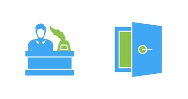 magistrado y puerta icono vector