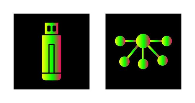 USB conducir y nodos icono vector
