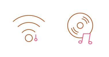 Wifi firmar y música discos compactos icono vector