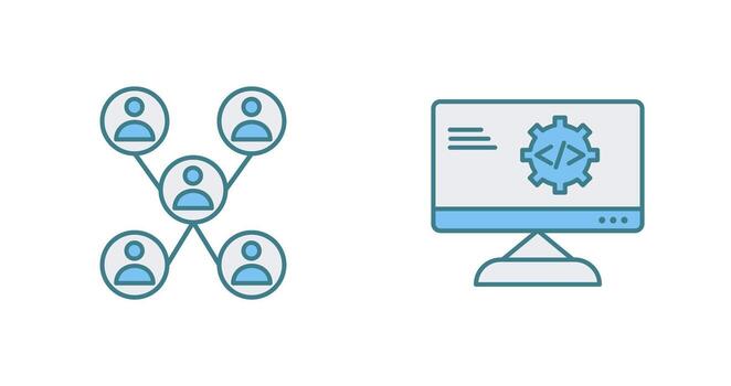 Company Network and Code Optimization Icon vector