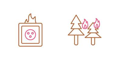 fire in forest and fire in socket Icon vector