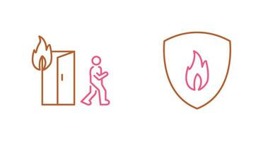 running from fire and fire shield  Icon vector