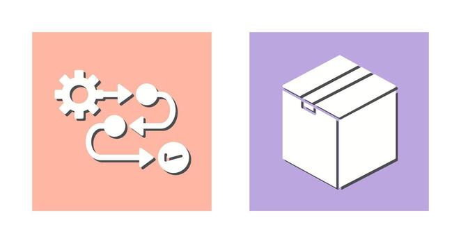 proceso y paquete icono vector