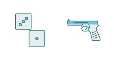 dado y pistola icono vector