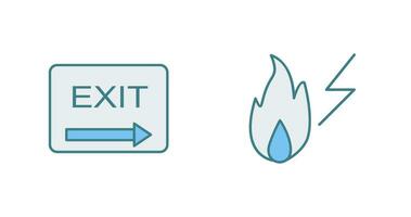 exit and electricity fire Icon vector