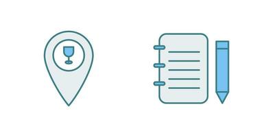 bar location and notepad Icon vector