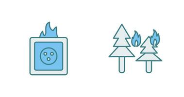 fire in forest and fire in socket Icon vector