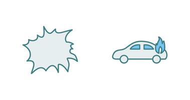 explosion and car on fire  Icon vector