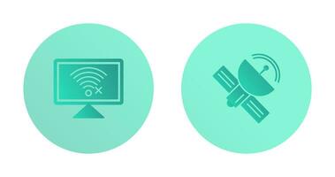 Disconnected Network and Satellite Icon vector