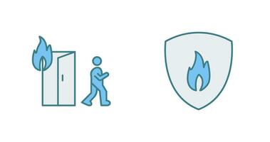 running from fire and fire shield  Icon vector