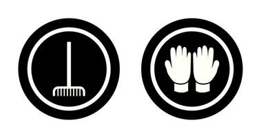 Fork picking Leaves and Gardening Gloves Icon vector