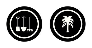 Gardening Tools and Palm tree Icon vector