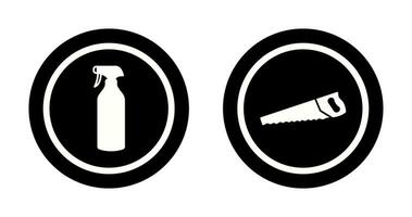 Spray bottle and Handsaw Icon vector