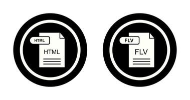 html y flv icono vector