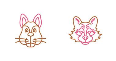 Squirrel and Raccoon Icon vector