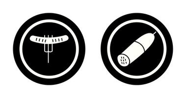 Sausage on Fork and Salami Icon vector