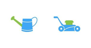 Watering tool and Lawn Mower Icon vector
