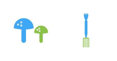 Mushrooms and Gardening Fork Icon vector