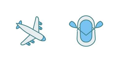 Landing Airplane and Dinghy Icon vector