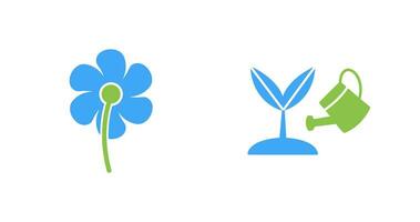 pequeño flores y creciente planta icono vector