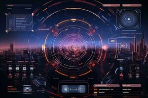 Futuristic HUD interface with user interface. Technology concept. Vector illustration, HUD elements interface for GUI, UI, AI Generated photo