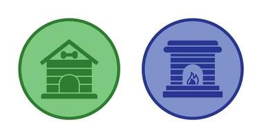 Dog House and Fireplace Icon vector