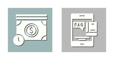 Time is Mony and Faq Icon vector