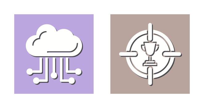 nube informática y objetivo icono vector