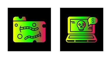 gusano y en línea fraude icono vector