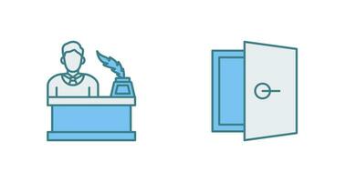 magistrado y puerta icono vector