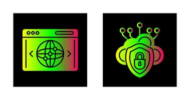 nube seguridad y sitio web icono vector