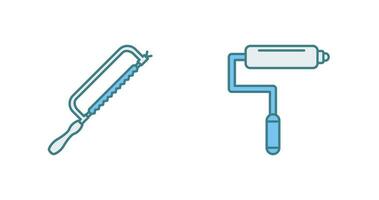 Hacksaw and Paint Roller Icon vector