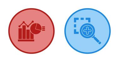 Bar Chat and Zoom In Icon vector