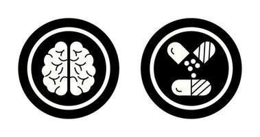 cerebro y cápsula icono vector