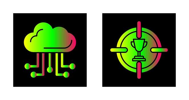 nube informática y objetivo icono vector