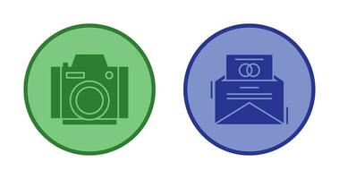 Photo Camera and Invitation Card Icon vector