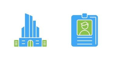 Id Card and Office Building Icon vector