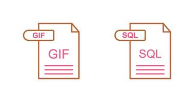 GIF and SQL Icon vector