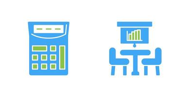 calculadora y reunión icono vector