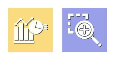 Bar Chat and Zoom In Icon vector