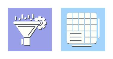 Filtering and Table Data Icon vector