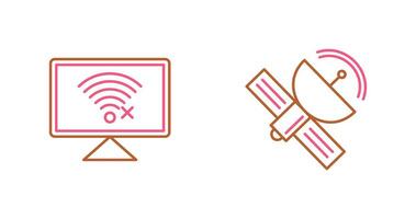 Disconnected Network and Satellite Icon vector