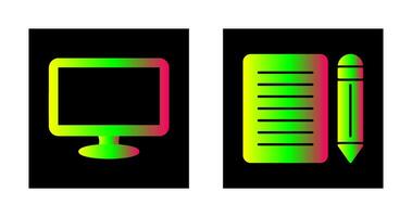 Monitor and Note Icon vector