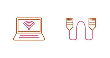 Connected Laptop and Internet Cable Icon vector