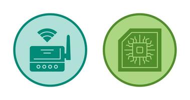 Wifi Router and Chip Icon vector