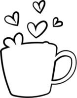 Mug with hearts valentines day decoration design vector