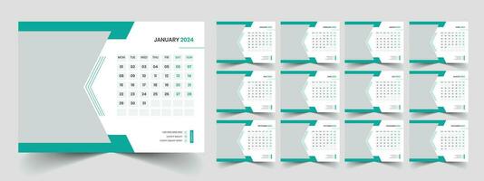 Calendar 2024 week start Monday corporate design planner template vector