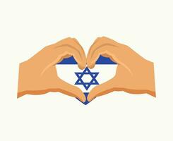 Israel emblema bandera corazón con manos medio este país icono vector ilustración resumen diseño elemento