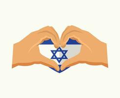 Israel bandera emblema corazón con manos medio este país icono vector ilustración resumen diseño elemento