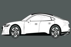 lado línea de el coche. negro y blanco coche estilo firmar símbolo. auto concepto, paisaje, deporte, carreras, transporte. vector ilustración aislado en blanco antecedentes. eps 10